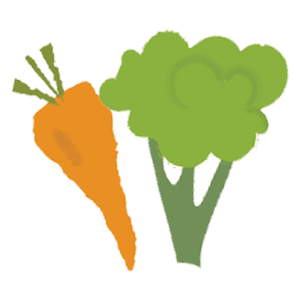 Illustration of a carrot and a broccoli side by side.